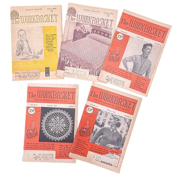 The Workbasket Other - 🧵 Vintage The Workbasket Magazines Lot 5 1949-1950 Crochet Sewing Patterns Rare